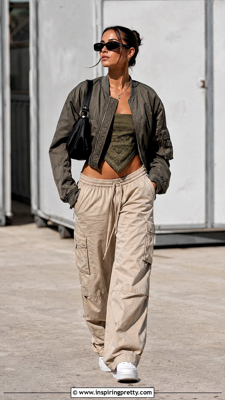 Triangle Bandana Top With Cargo Pants - 25 triangle bandana top outfit ideas