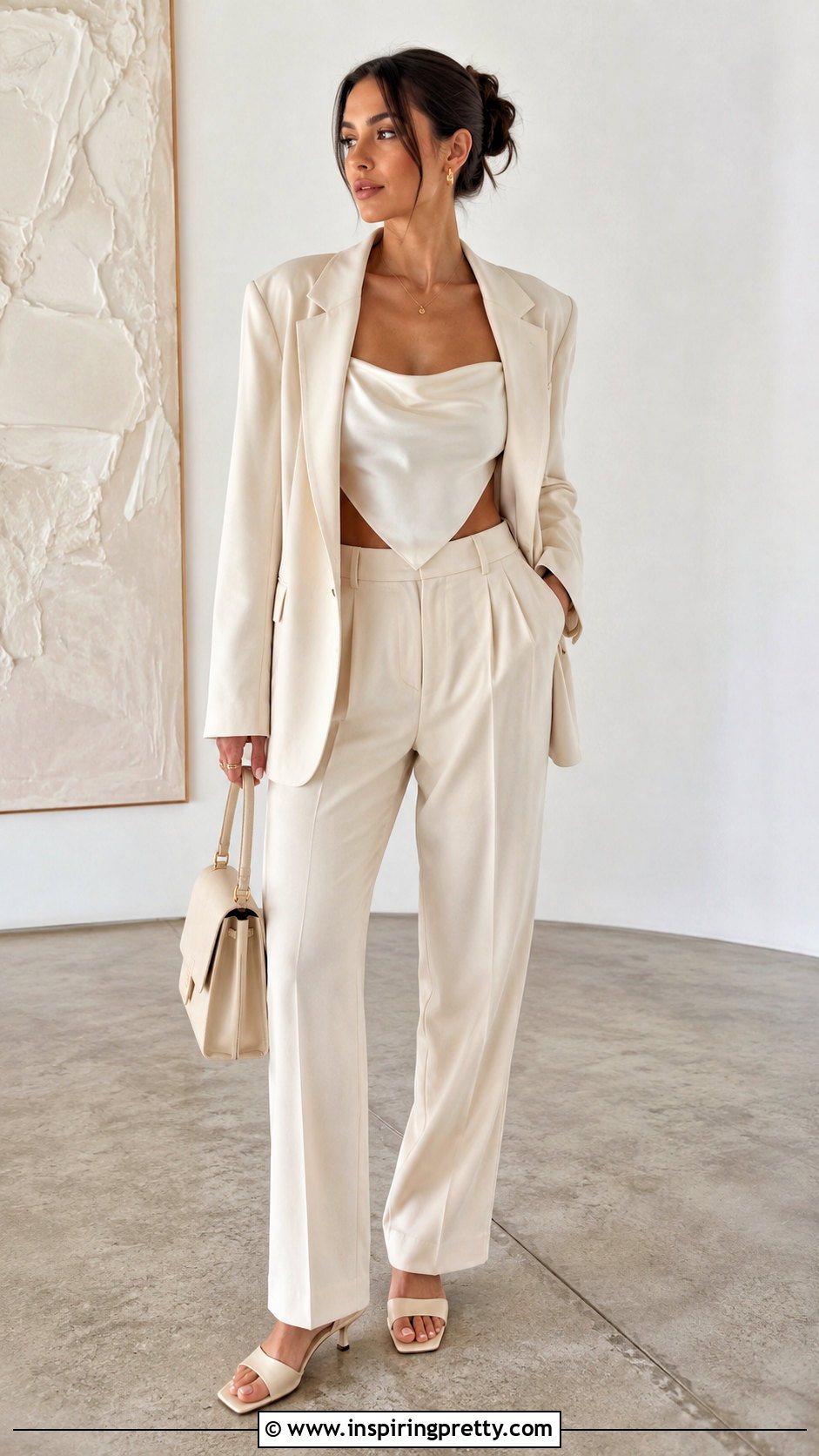 Triangle Bandana Top With Tailored Trousers - 25 triangle bandana top outfit ideas