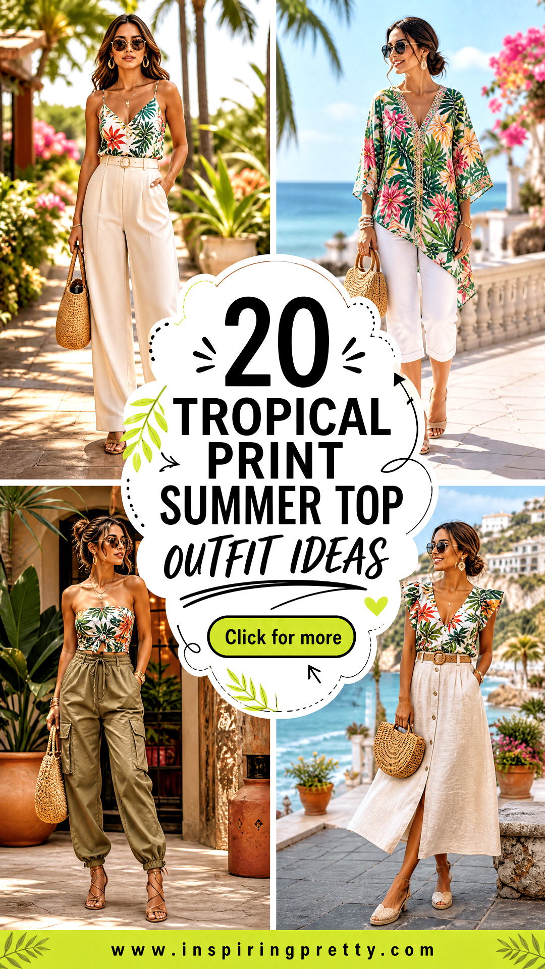 20 Tropical Print Summer Top Outfit Ideas for Breezy Summer Style - 20 Tropical Print Summer Top Outfit Ideas for Breezy Summer Style