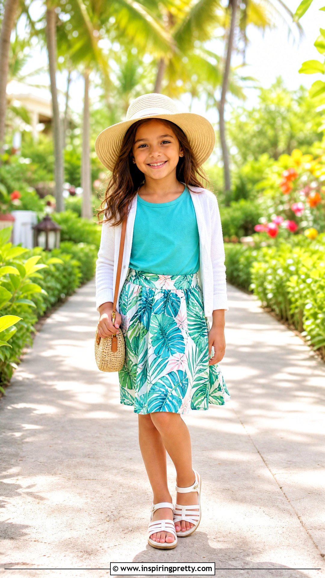 Tropical Skirt With Turquoise Top - 50 kids skirt top designs
