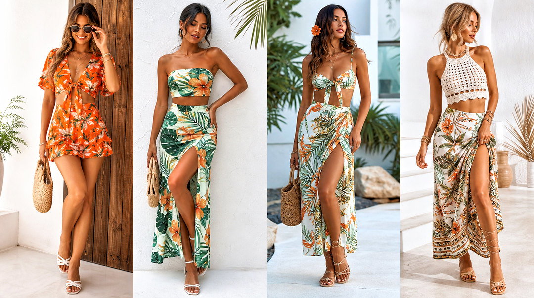 20 Tropical Skirt and Top Set Outfits for Chic Vacation Style
