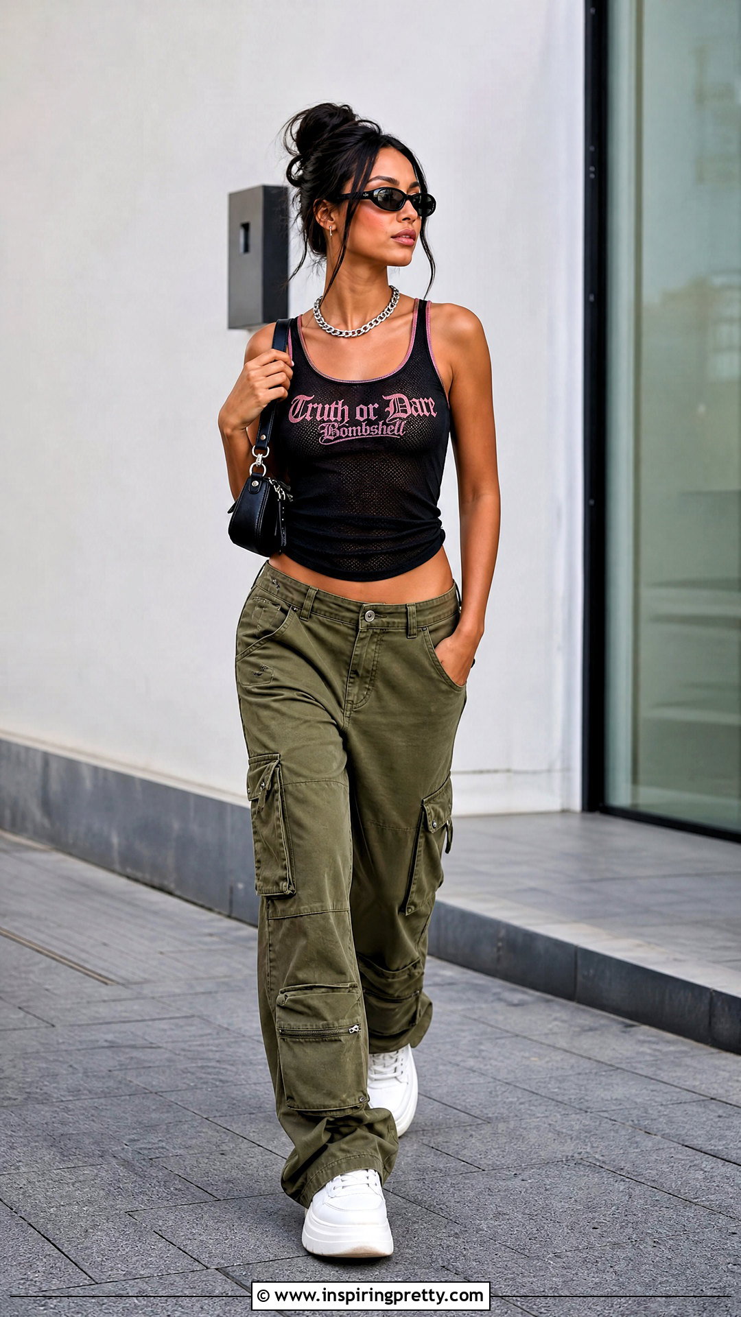 Truth Or Dare Bombshell Tank Top With Baggy Cargo Pants - 20 truth or dare bombshell tank top outfit ideas