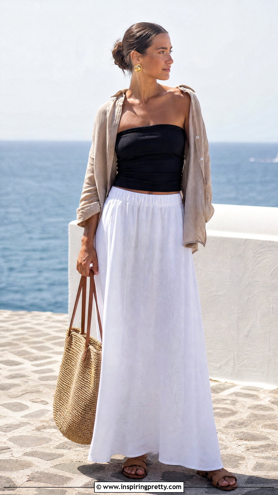 Tube Top And Linen Maxi Skirt Outfit - 50 skirt and top outfit ideas