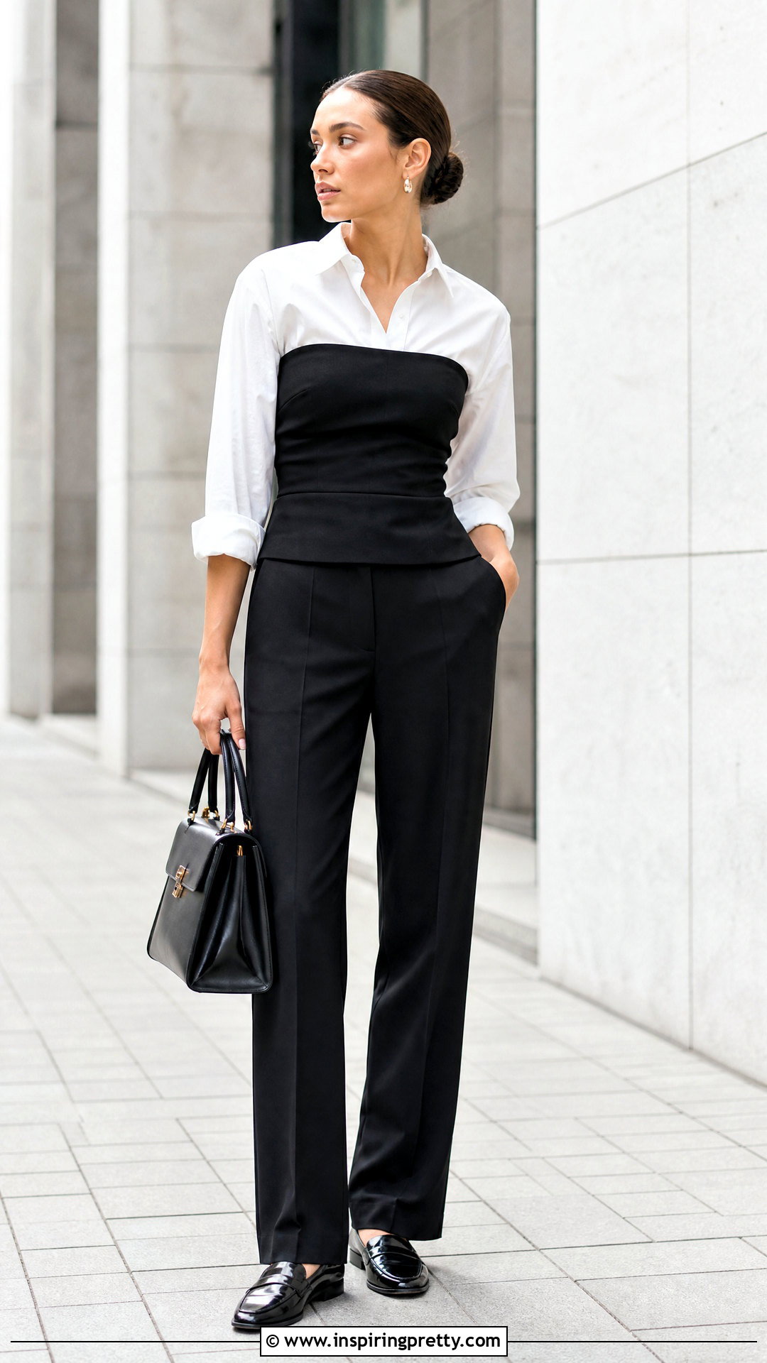 Tube Top Over White Button Down Shirt - 50 tube top outfit ideas