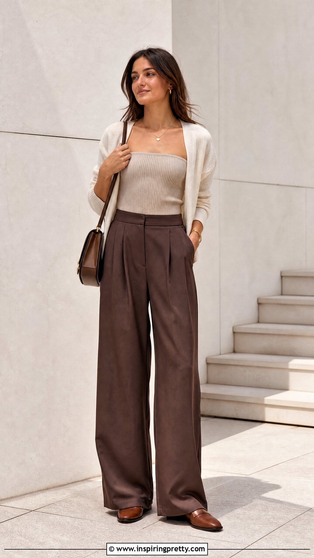 Tube Top With Cardigan And Trousers - 50 tube top outfit aesthetic ideas