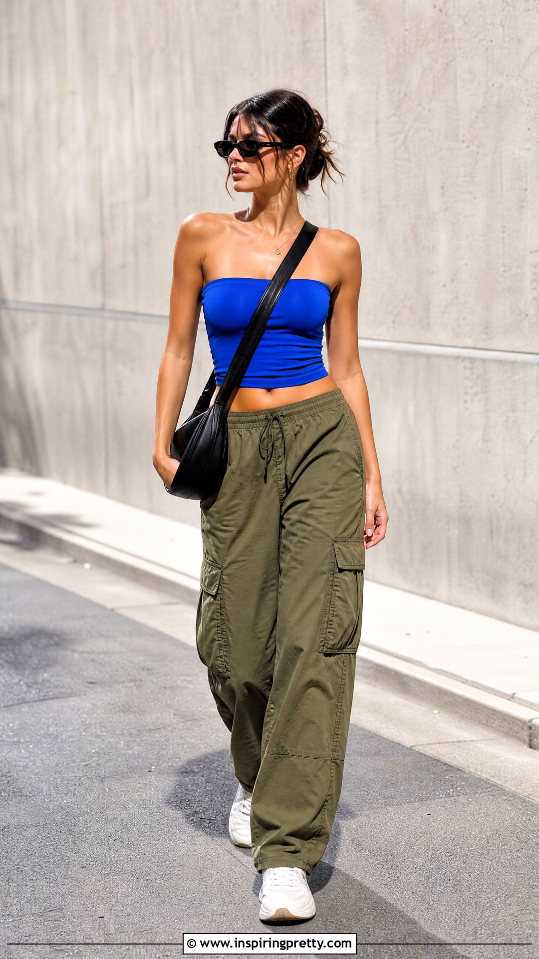 Tube Top With Cargo Pants - 50 cute summer tops outfit ideas