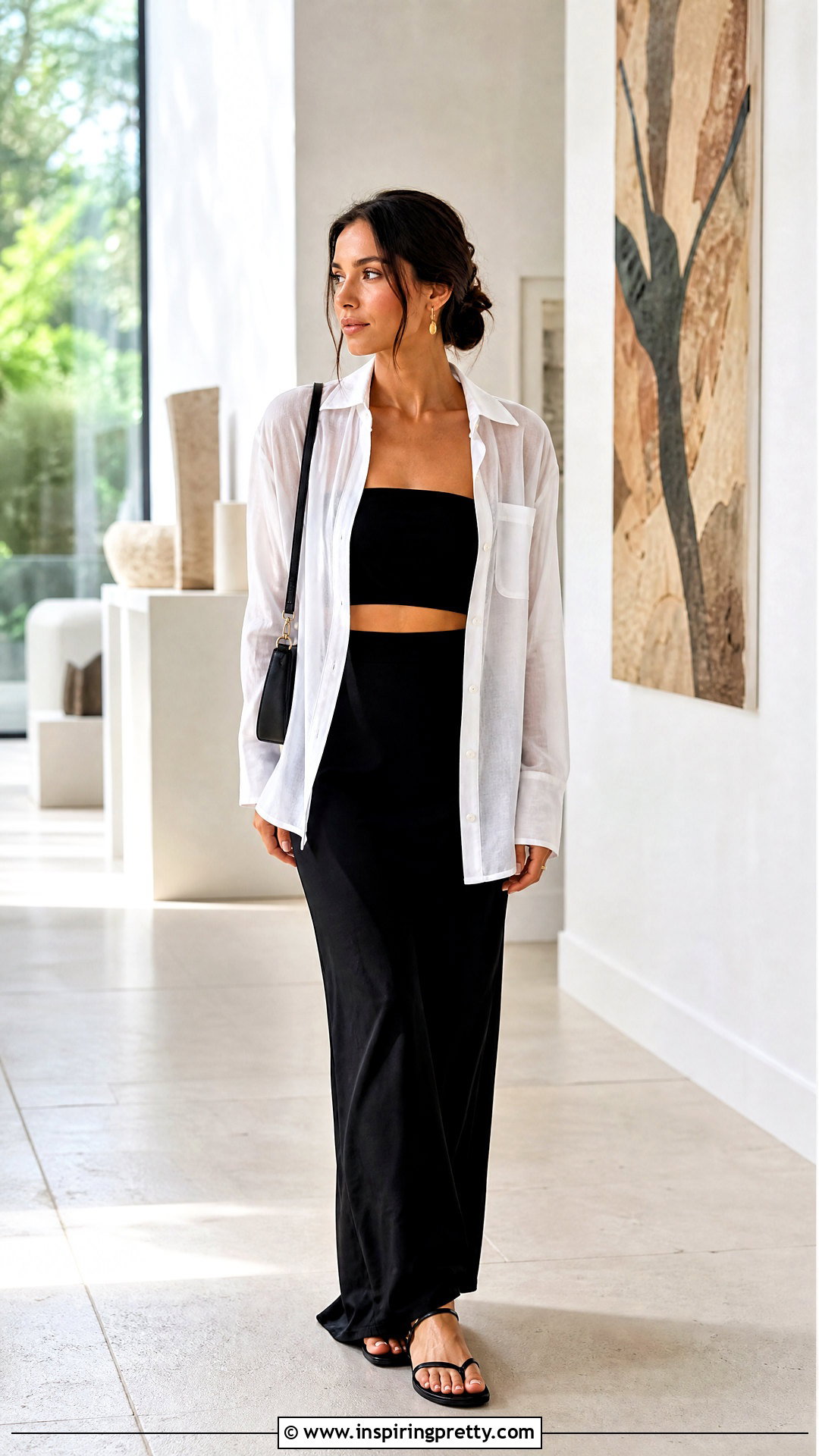 Tube Top With Sheer Shirt And Maxi Skirt - 50 summer tube top outfits