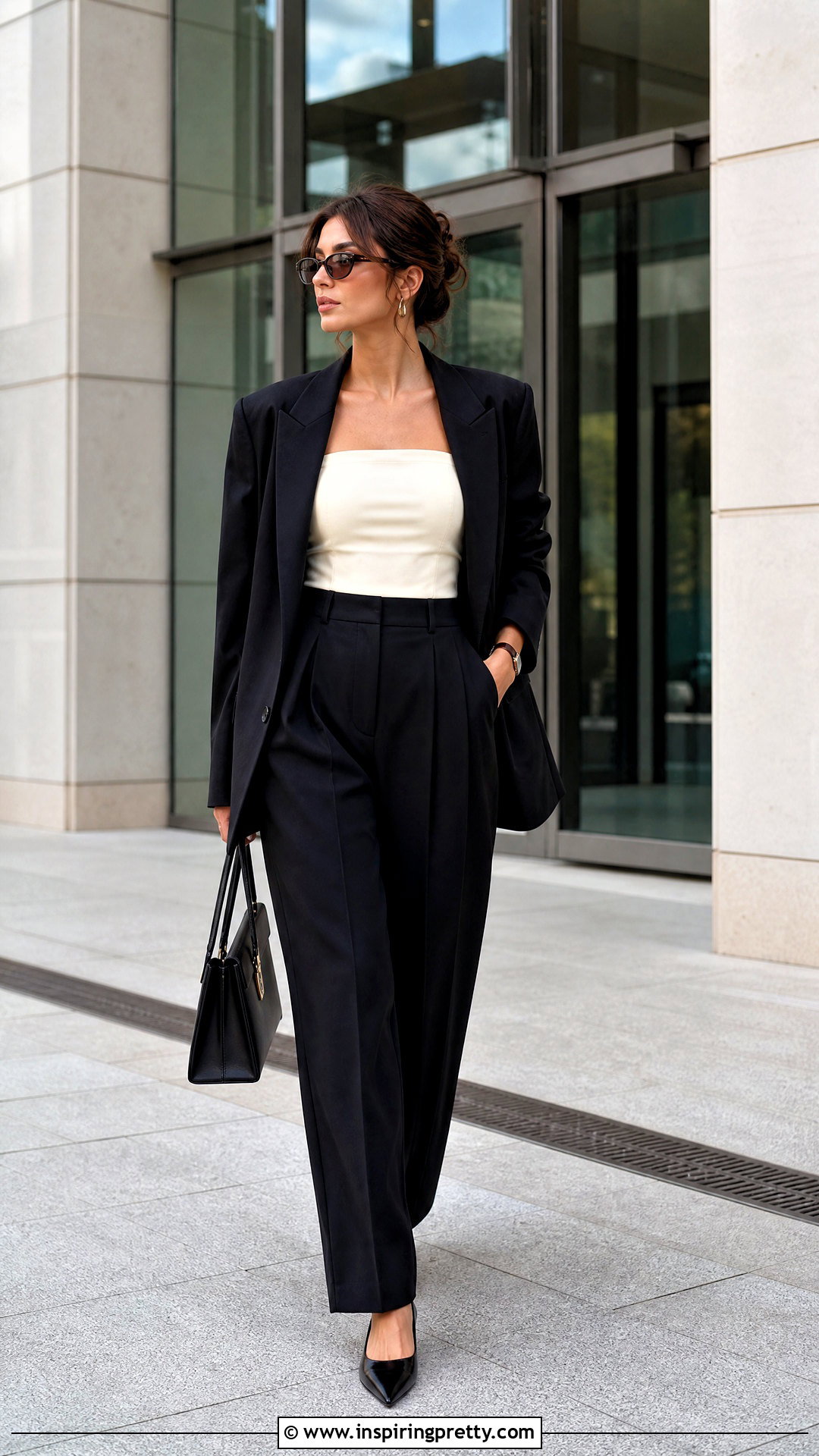 Tube Top With Tailored Trousers - 50 tube tops outfit ideas