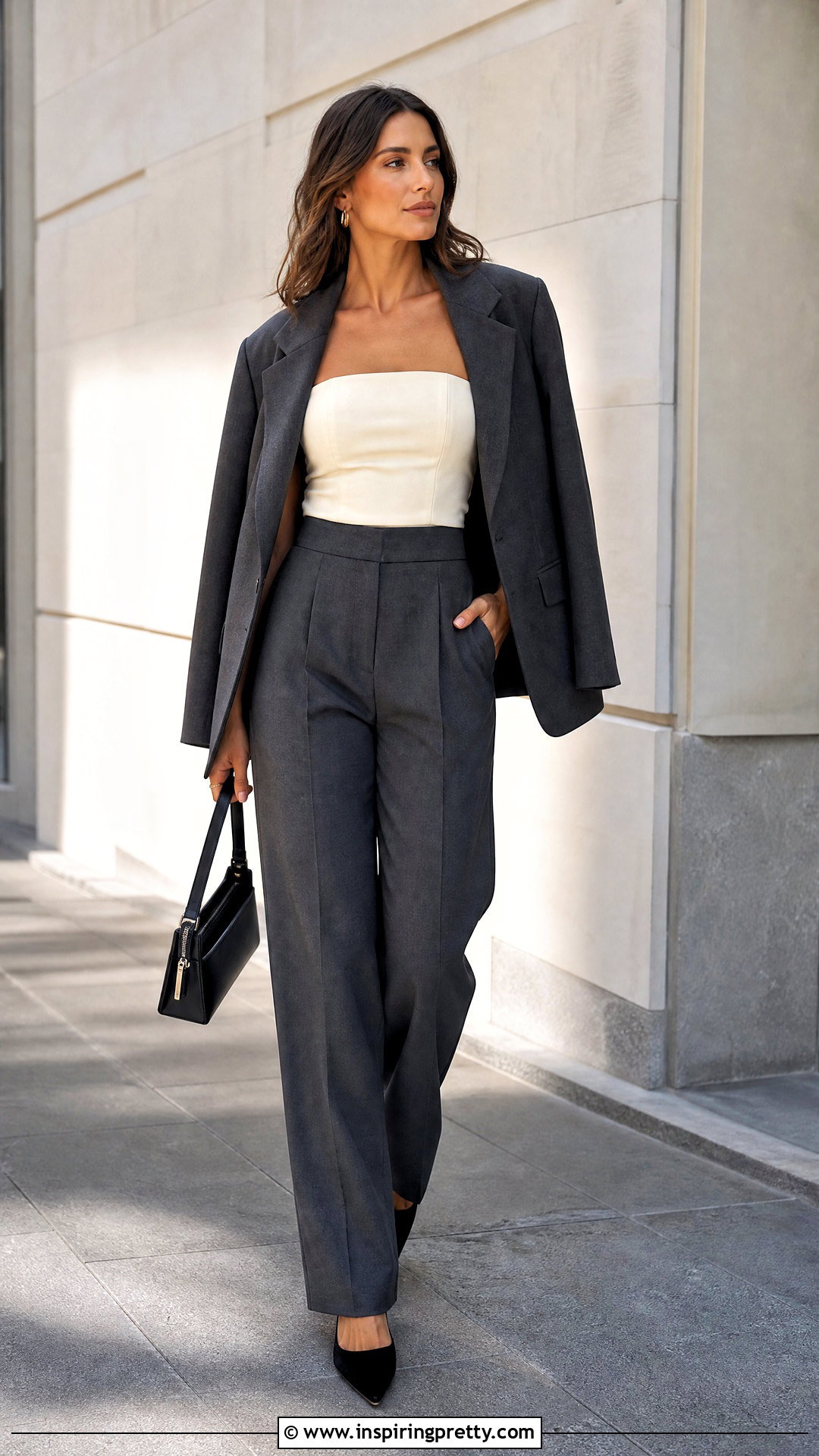 Tube Top With Tailored Trousers - 50 tube top outfit ideas
