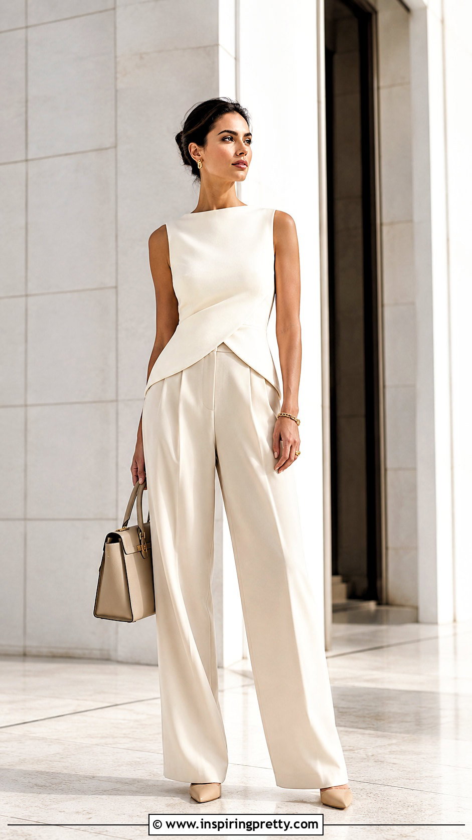 Tulip Hem Top With Wide Leg Trousers and Heels - 25 Tulip Hem Top outfit ideas