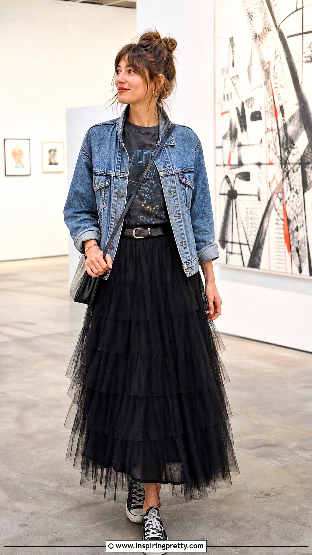 Tulle Long Skirt And Graphic T Shirt Outfit - 50 long skirt and top casual outfits