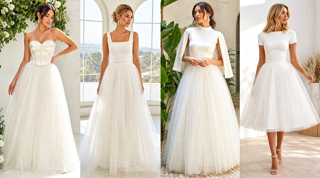 25 Tulle Wedding Skirt and Top Outfit Ideas for Modern Brides