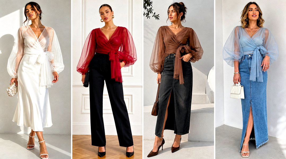 25 Tulle Wrap Top Outfit Ideas for Romantic Evening Style
