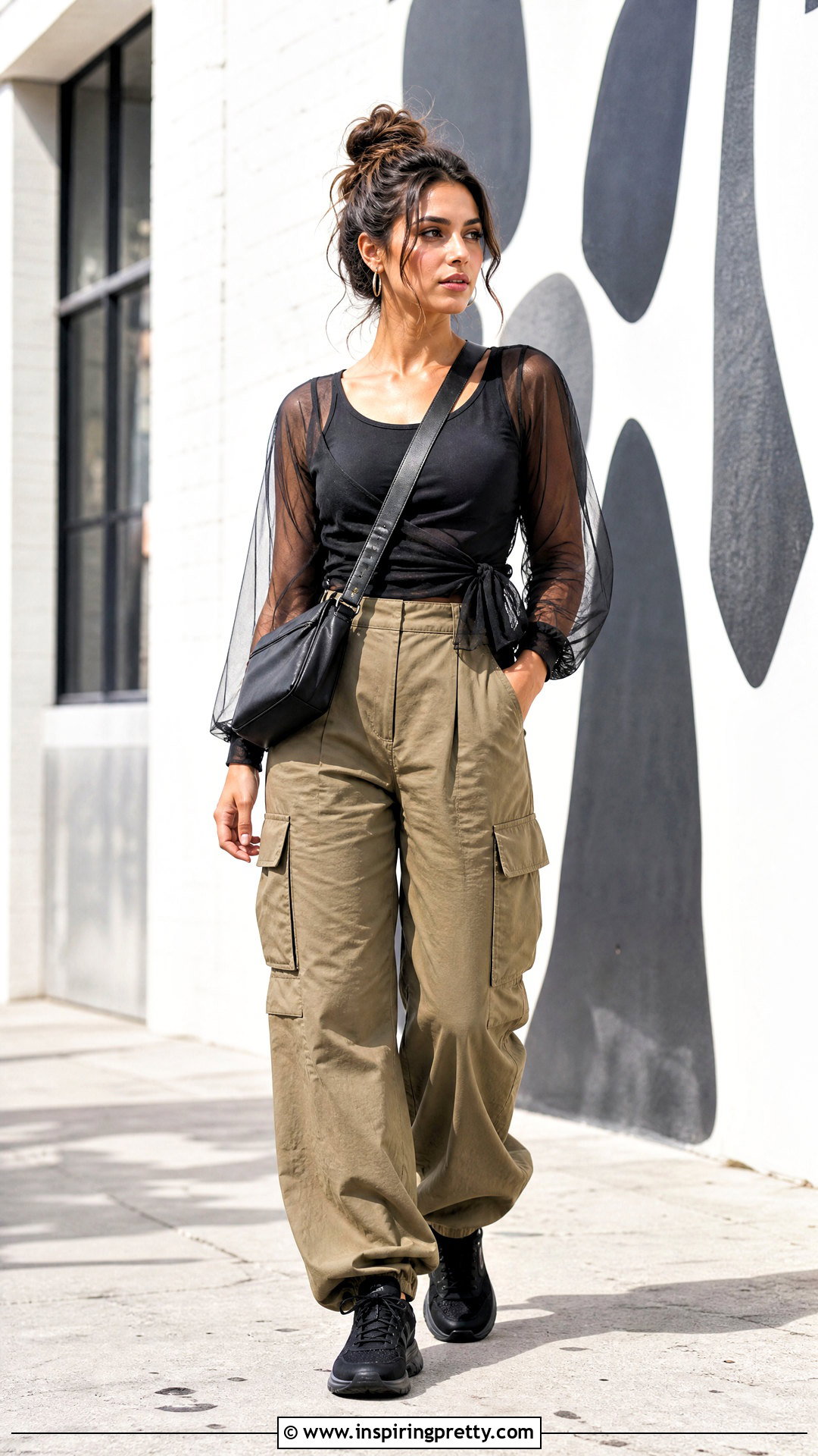 Tulle Wrap Top With Cargo Pants - 25 tulle wrap top outfit ideas