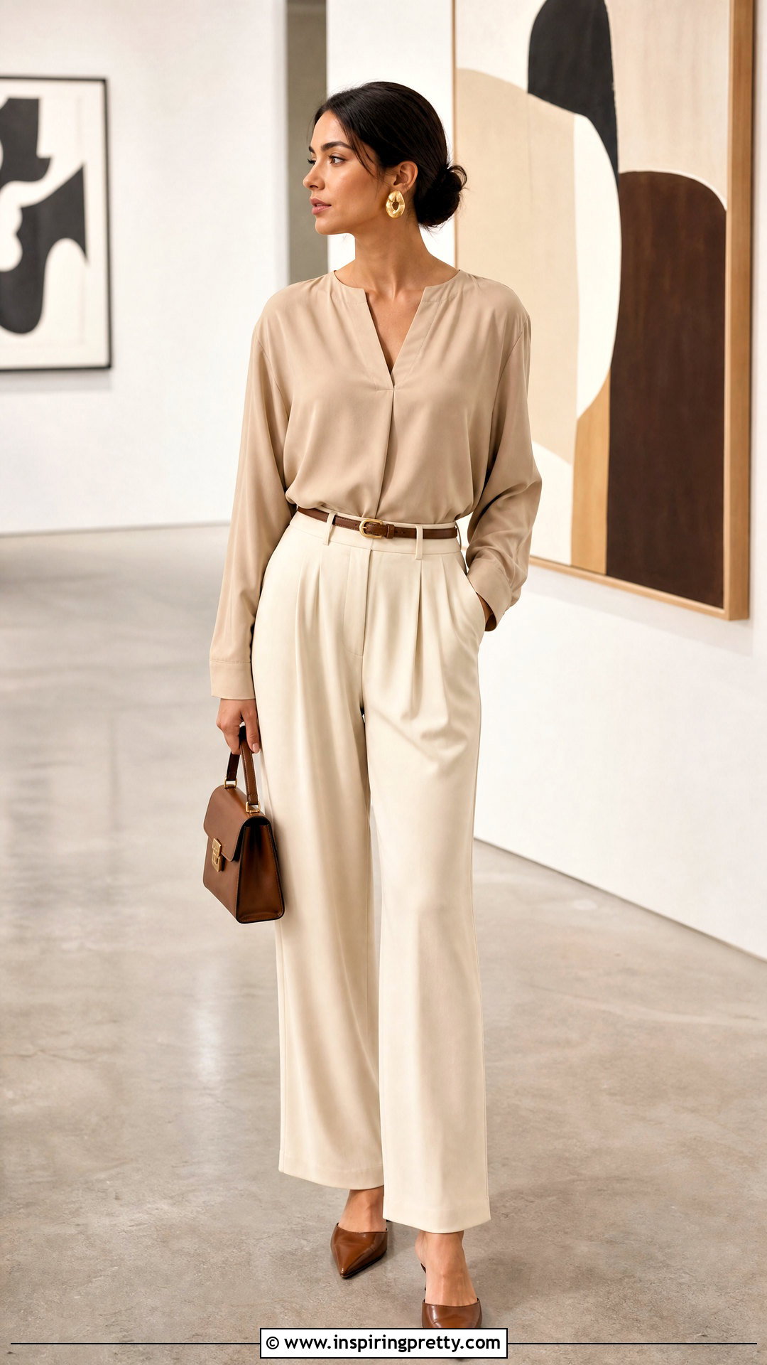 Tunic Blouse With Pleated Trousers - 50 stylish tunic tops outfit ideas