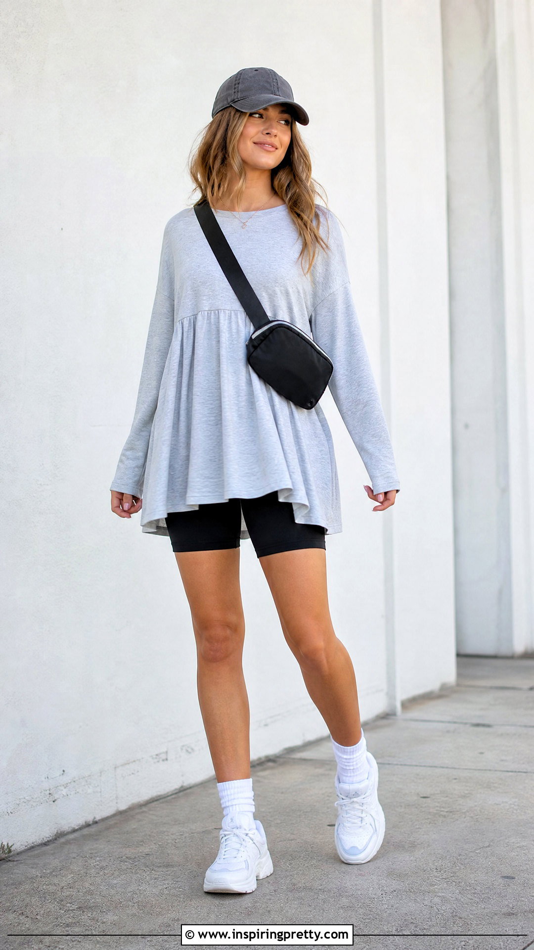 Tunic Hollister Babydoll Top With Biker Shorts - 50 hollister babydoll top outfit ideas