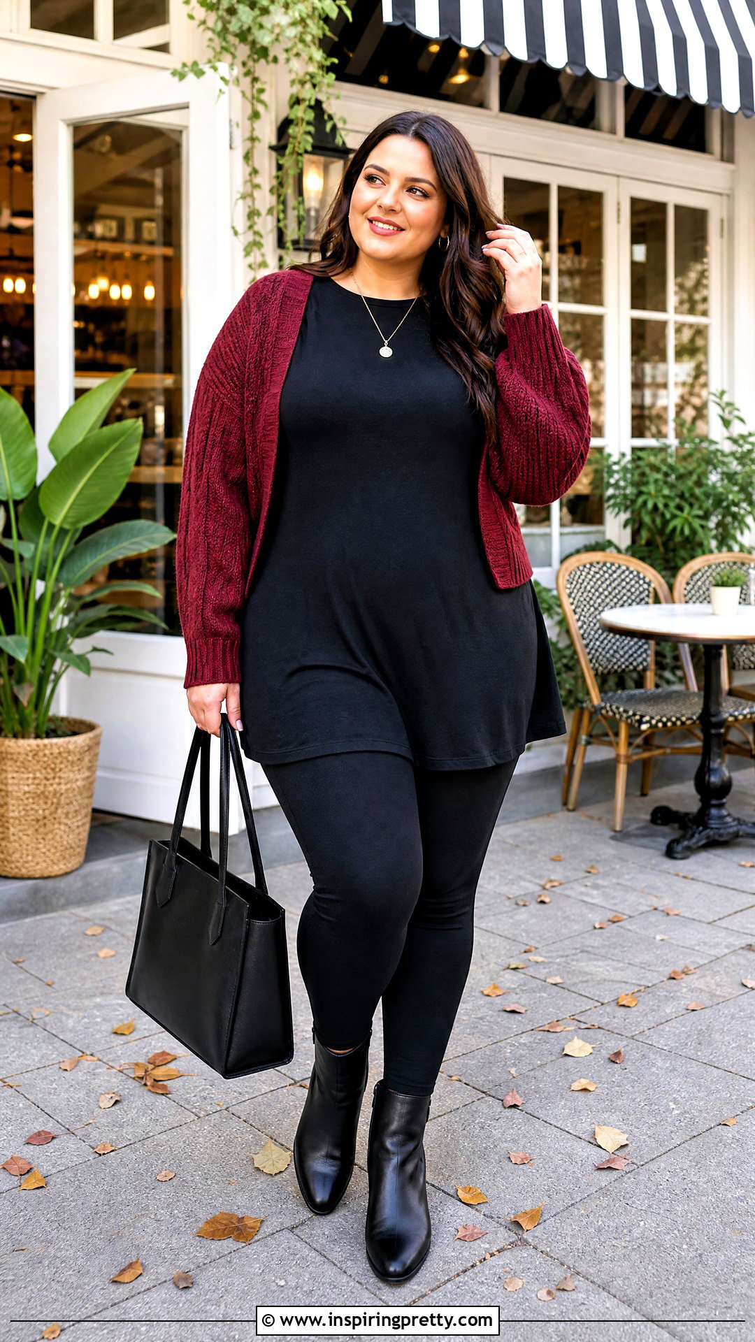Tunic Top With Cropped Cardigan And Leggings - 50 stylish tunic tops outfit ideas