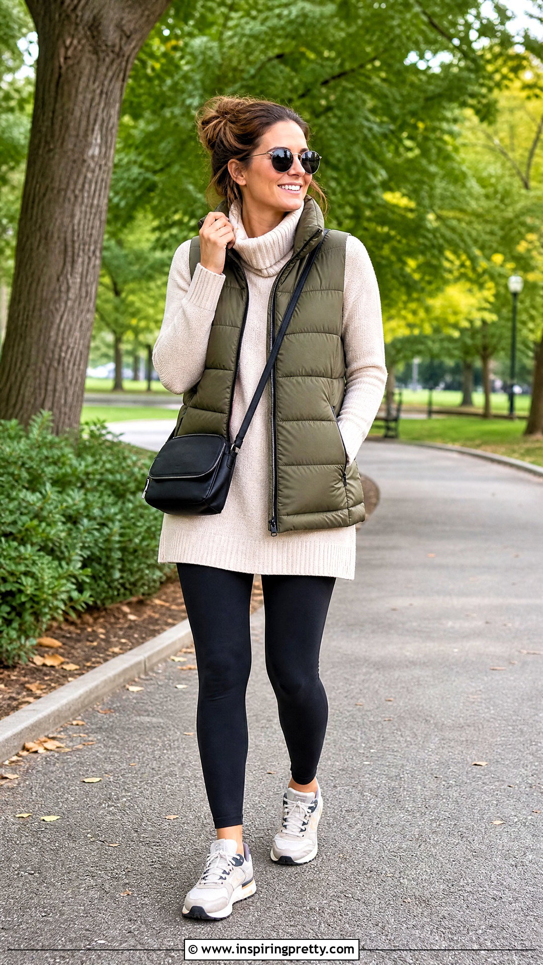 Tunic Top With Puffer Vest - 50 tunic tops outfit ideas