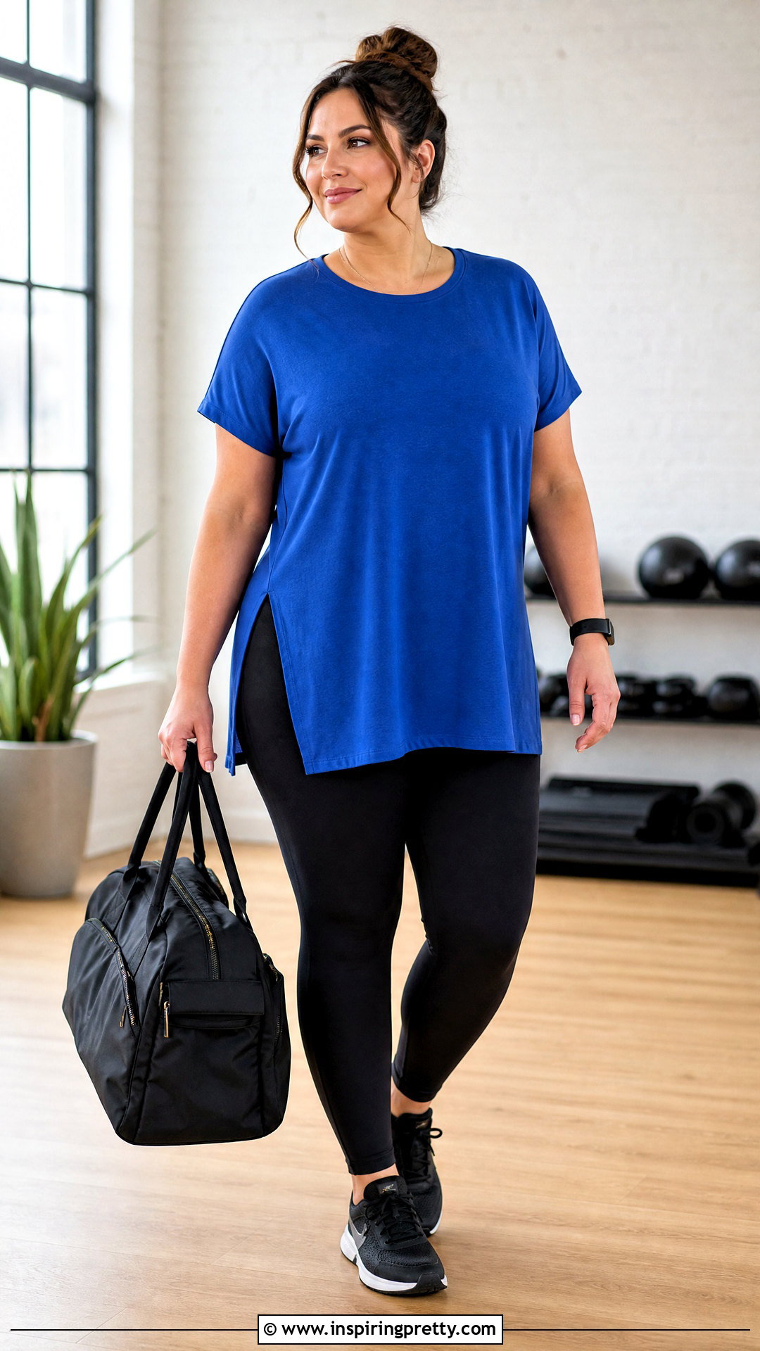 Tunic Workout Top With Full Length Leggings - 20 loose fitting workout tops outfit ideas