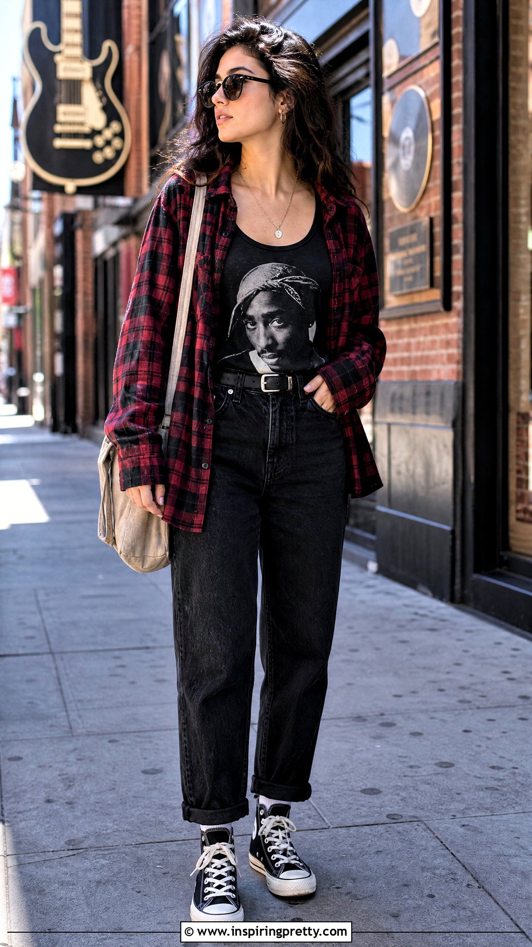 Tupac Tank Top With Plaid Shirt And Jeans - 25 Tupac Tank Top Outfit ideas