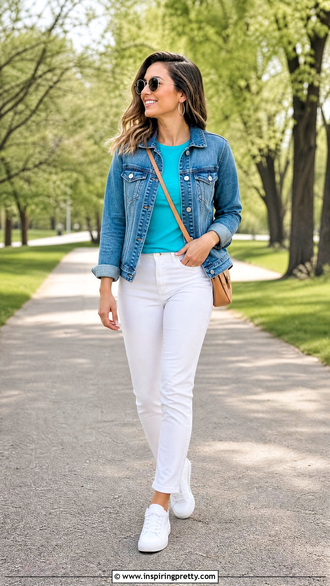 Turquoise Top With Denim Jacket - 50 turquoise top outfit ideas