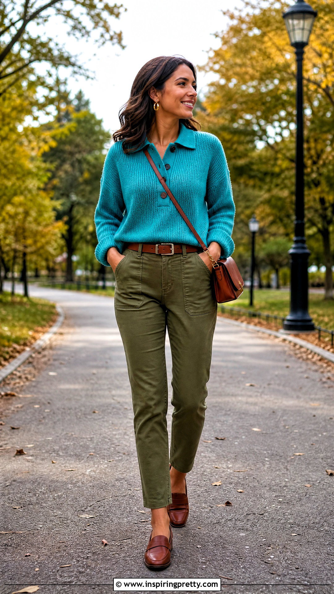 Turquoise Top With Olive Pants - 50 turquoise top outfit ideas