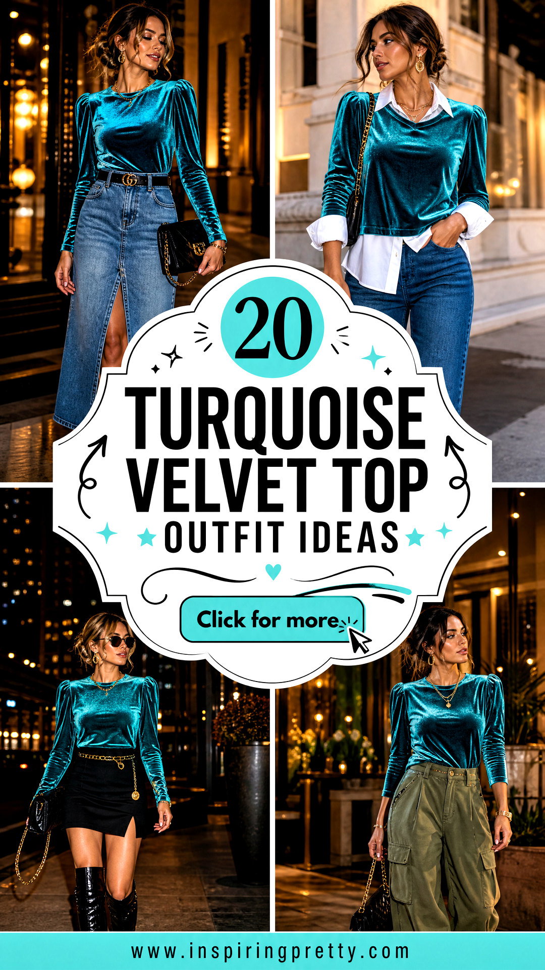 20 Turquoise Velvet Top Outfit Ideas for Luxe Evening Style - 20 Turquoise Velvet Top Outfit Ideas for Luxe Evening Style
