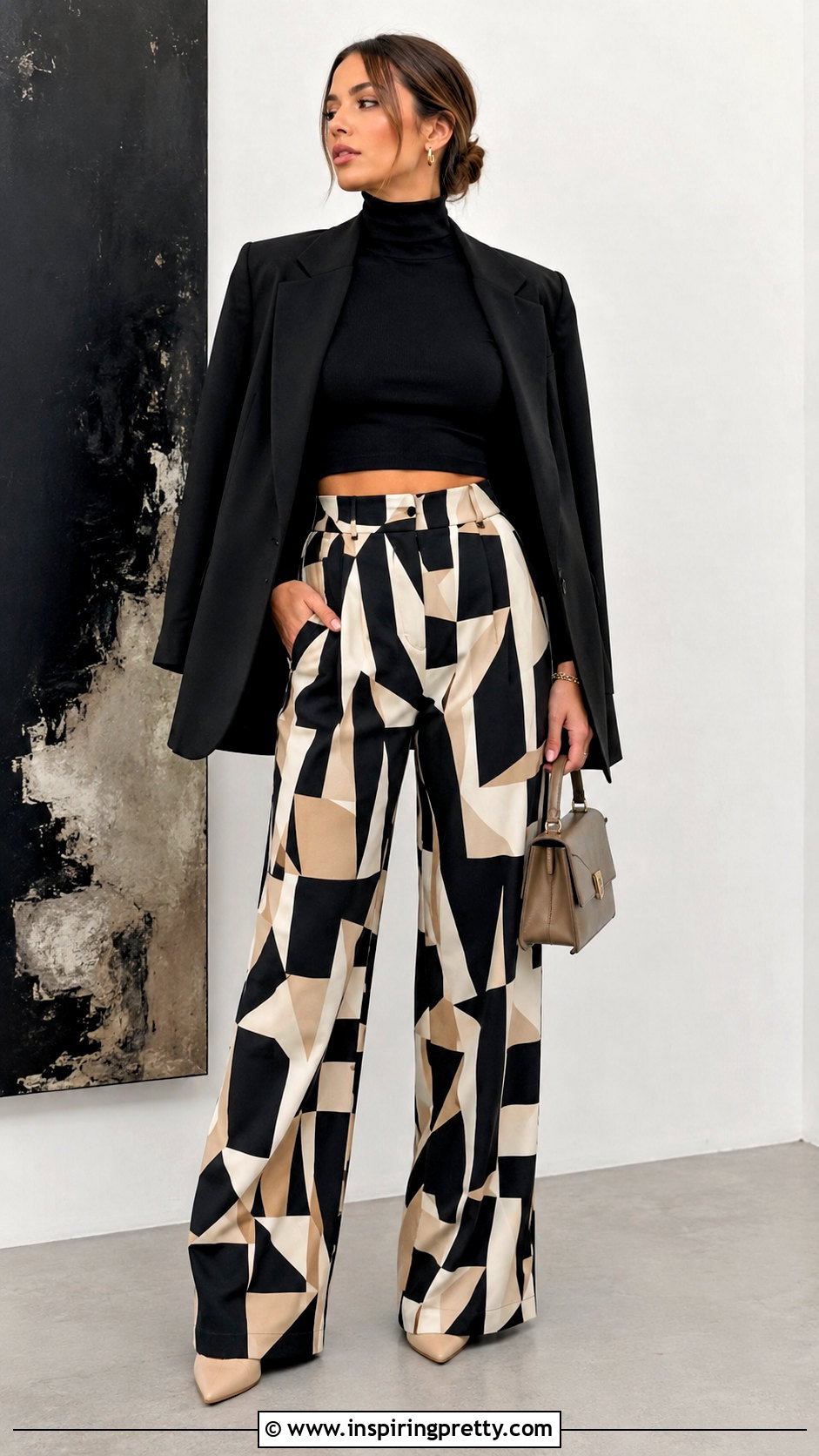 Turtle Crop Top With Statement Pants - 25 Turtle Crop Top outfit ideas