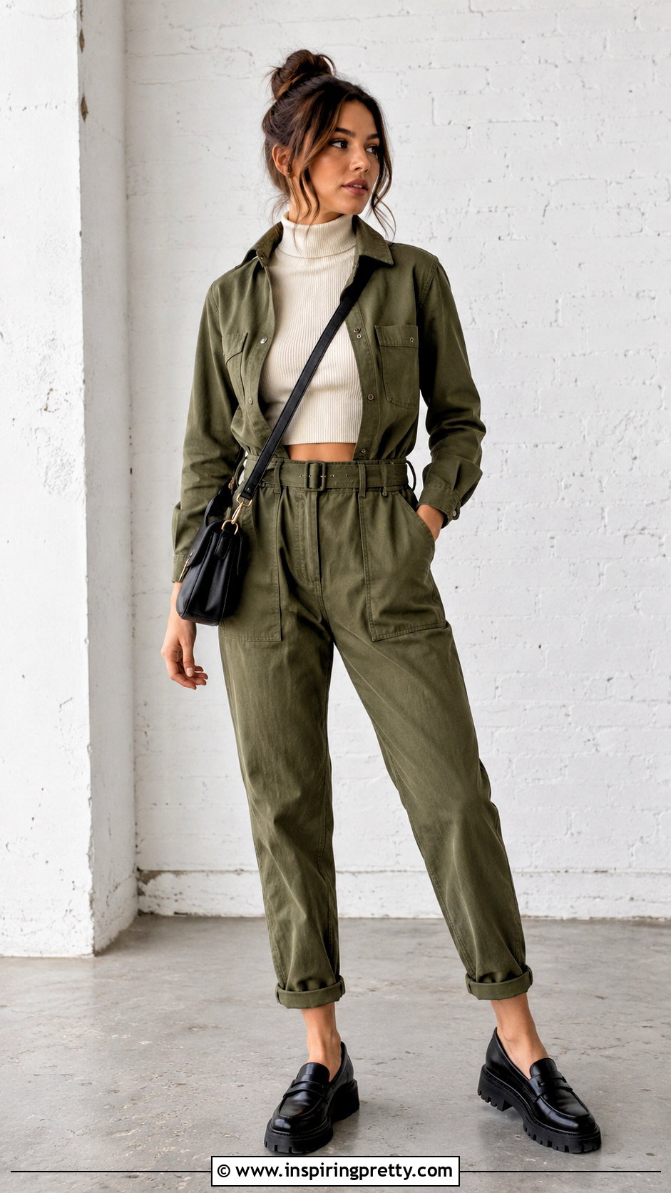 Turtle Crop Top With Utility Jumpsuit - 25 Turtle Crop Top outfit ideas
