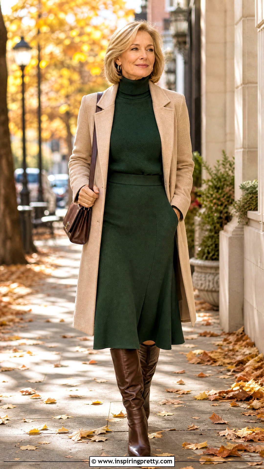 Turtleneck And Midi Skirt Set - 50 top and down for ladies