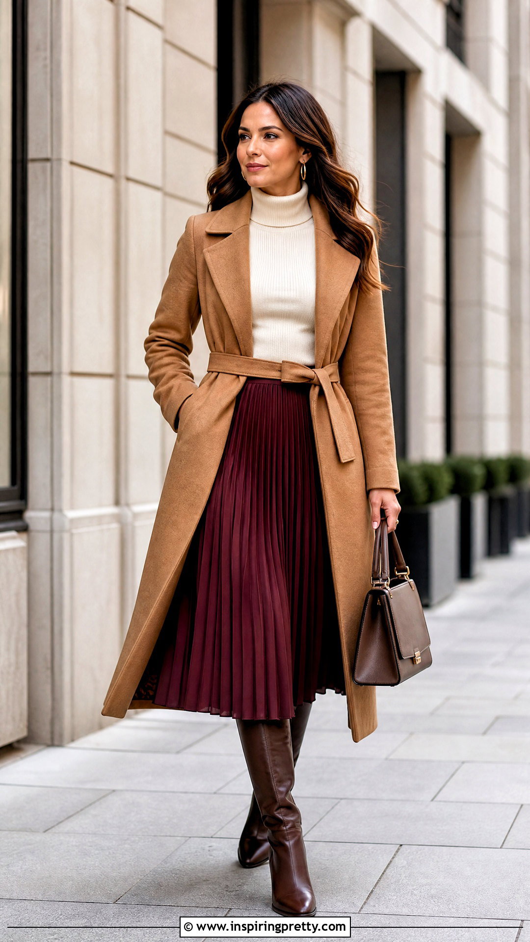Turtleneck And Pleated Midi Skirt Outfit - 50 top styles
