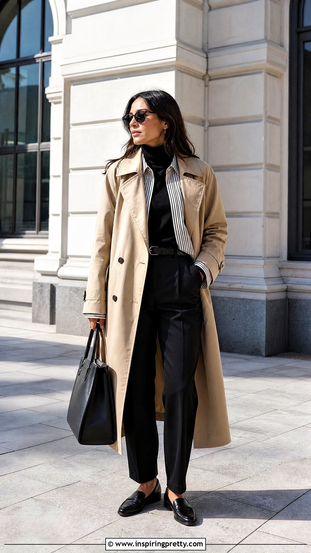 Turtleneck And Shirt Under Trench Coat Outfit - 50 layered tops outfits