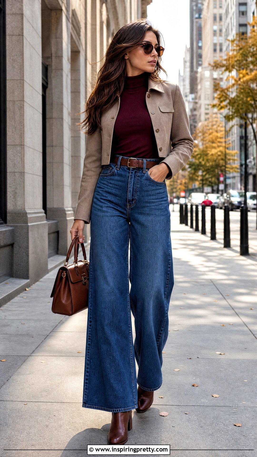 Turtleneck And Wide Leg Jeans Outfit - 50 top for women outfit ideas
