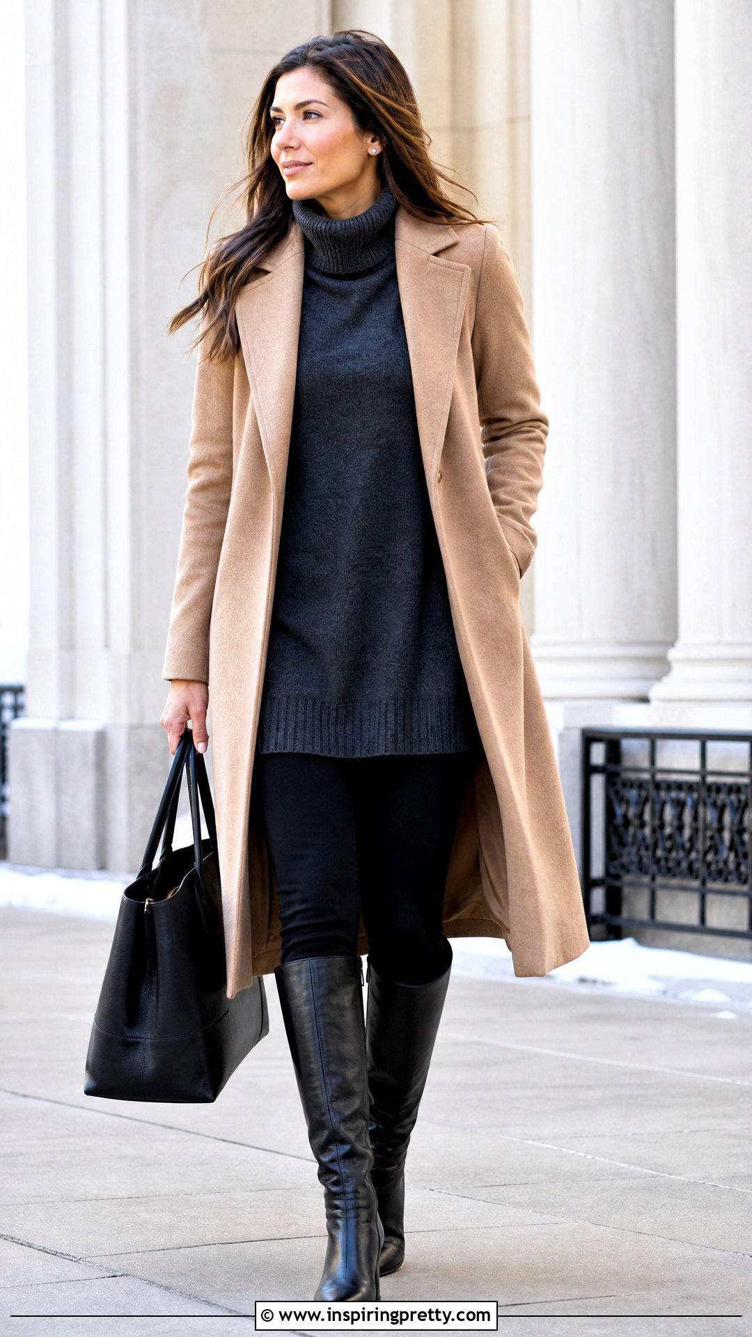 Turtleneck Extra Long Tunic Top With Tall Boots - 20 extra long tunic tops outfit ideas