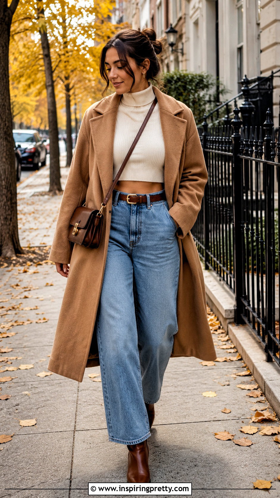 Turtleneck Long Sleeve Crop Top With Jeans - 50 Long Sleeve Crop Top Outfits