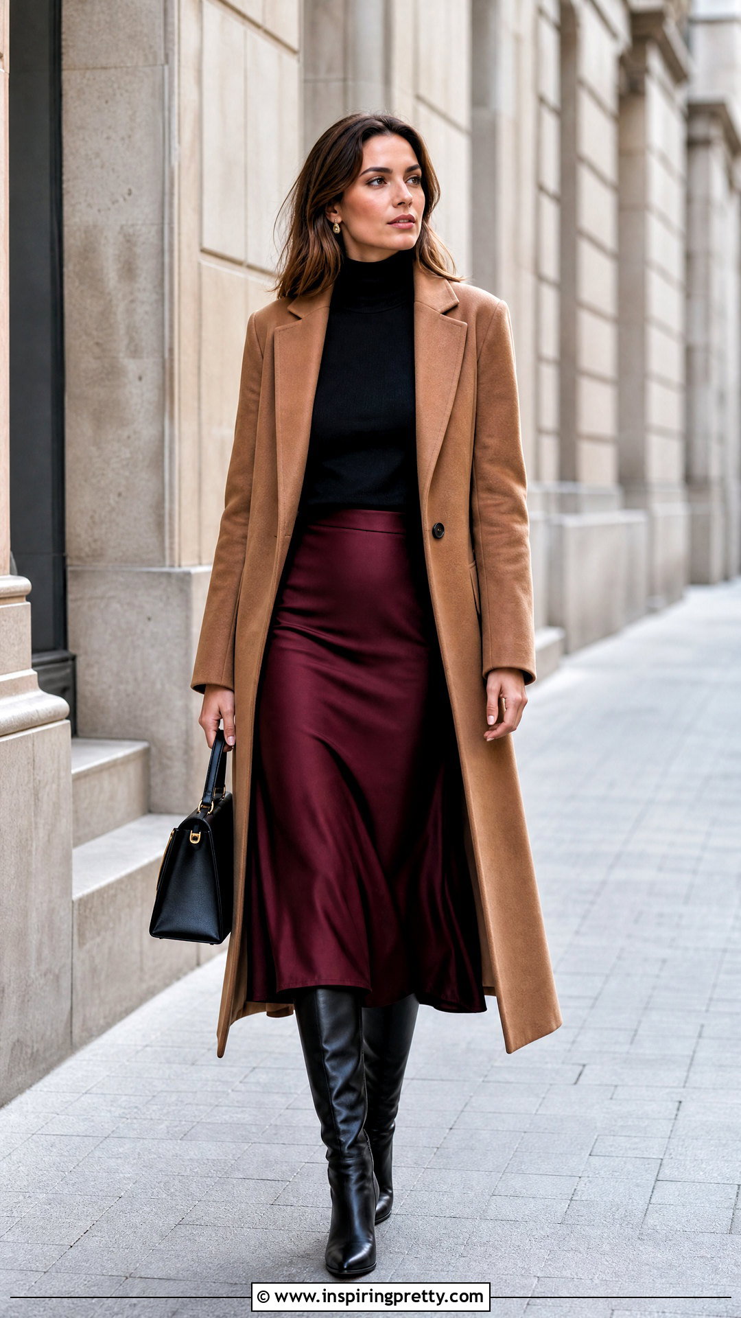Turtleneck Top And Midi Skirt Outfit - 50 simple top outfit ideas