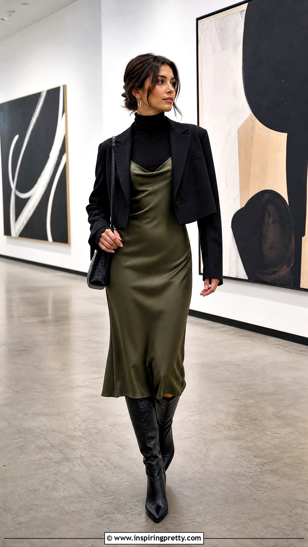 Turtleneck Top Under A Slip Dress - 50 Turtle Neck Top outfit ideas