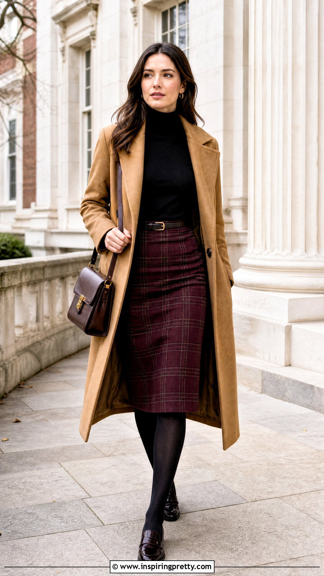Turtleneck Top With Plaid Mini Skirt - 50 aesthetic tops for women