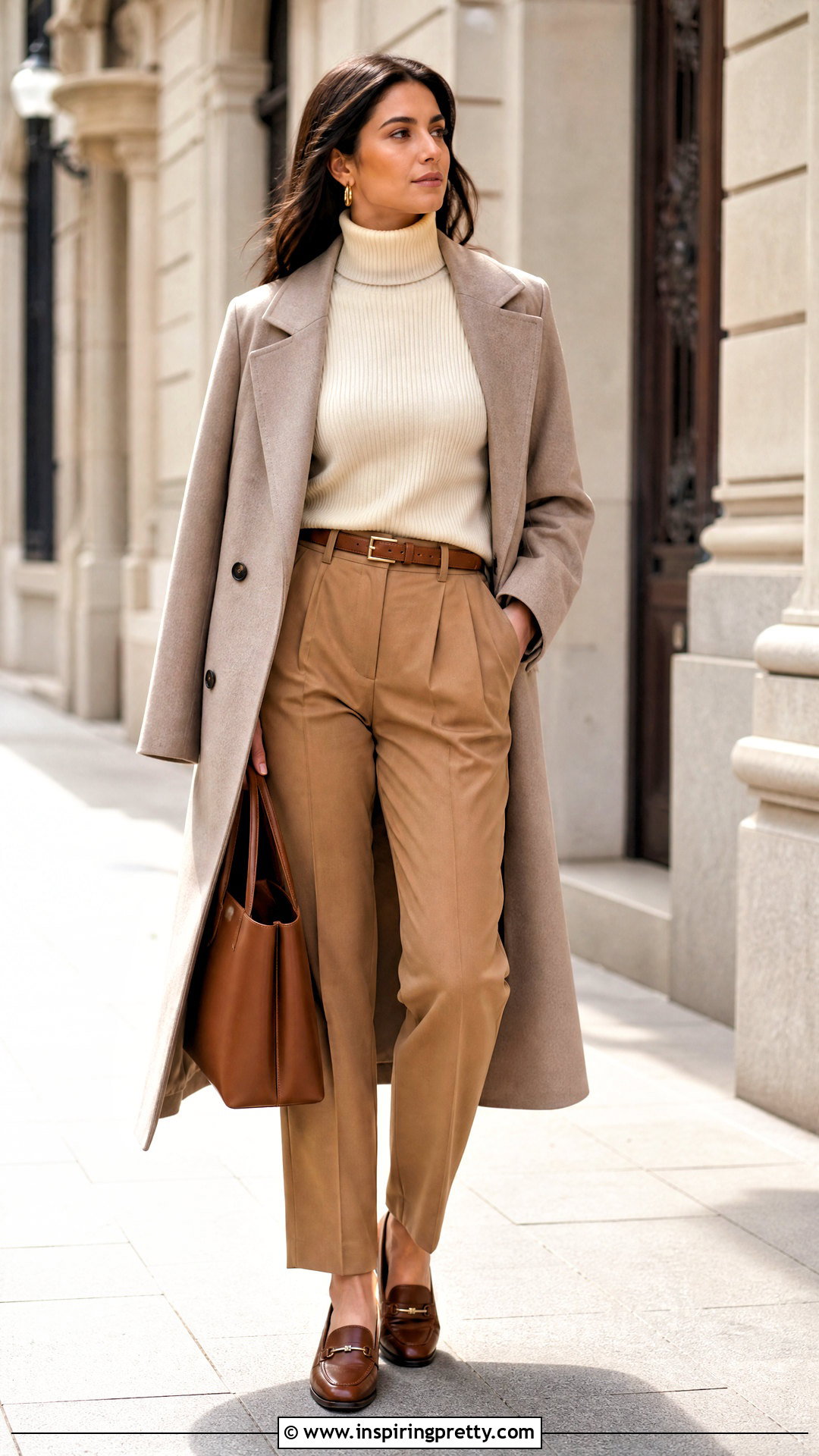 Turtleneck Top With Pleated Trousers - 20 Womens Top Necklines