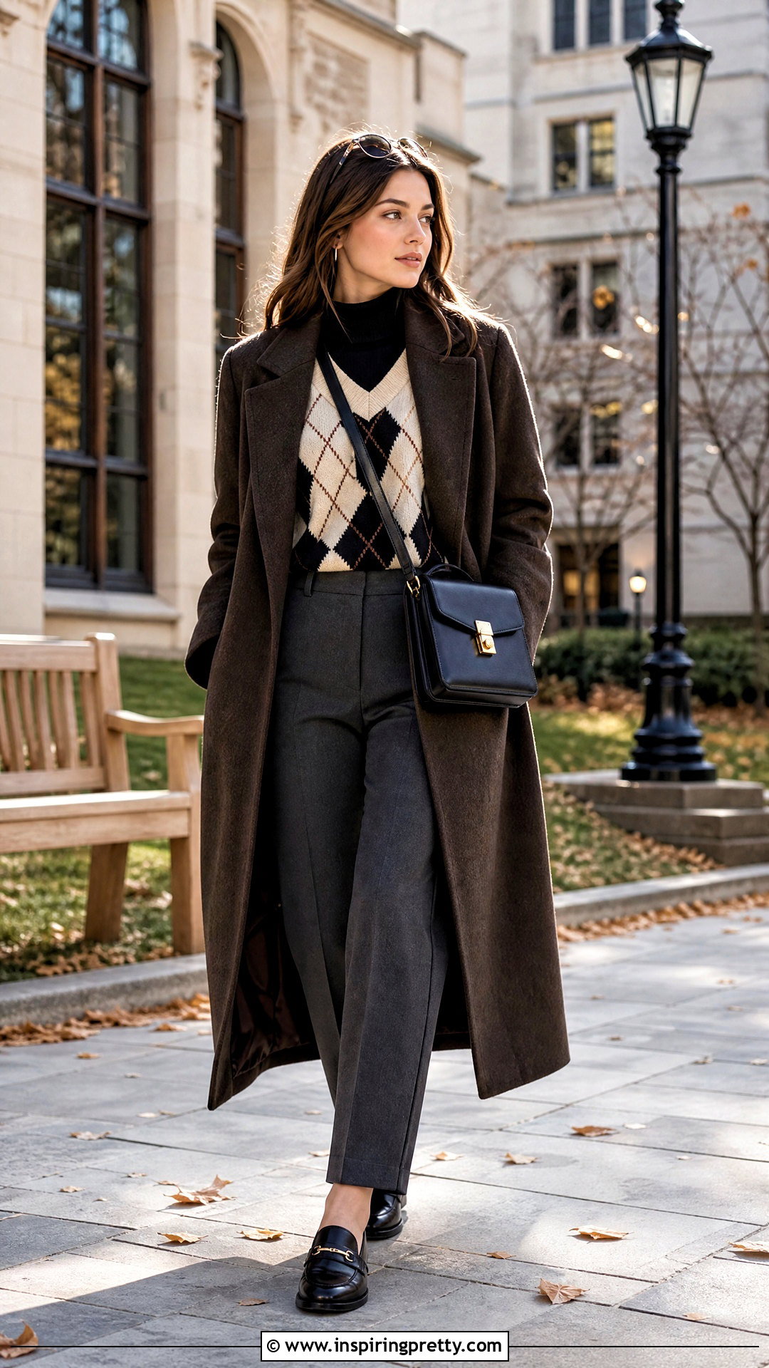 Turtleneck Top With Sweater Vest And Trousers - 50 Turtle Neck Top outfit ideas
