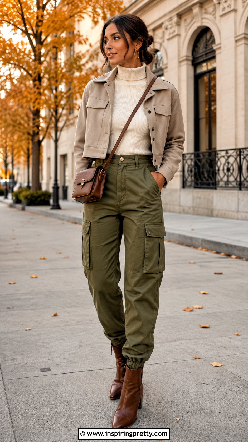 Turtleneck Top and Cargo Pants Outfit - 50 casual top outfit ideas