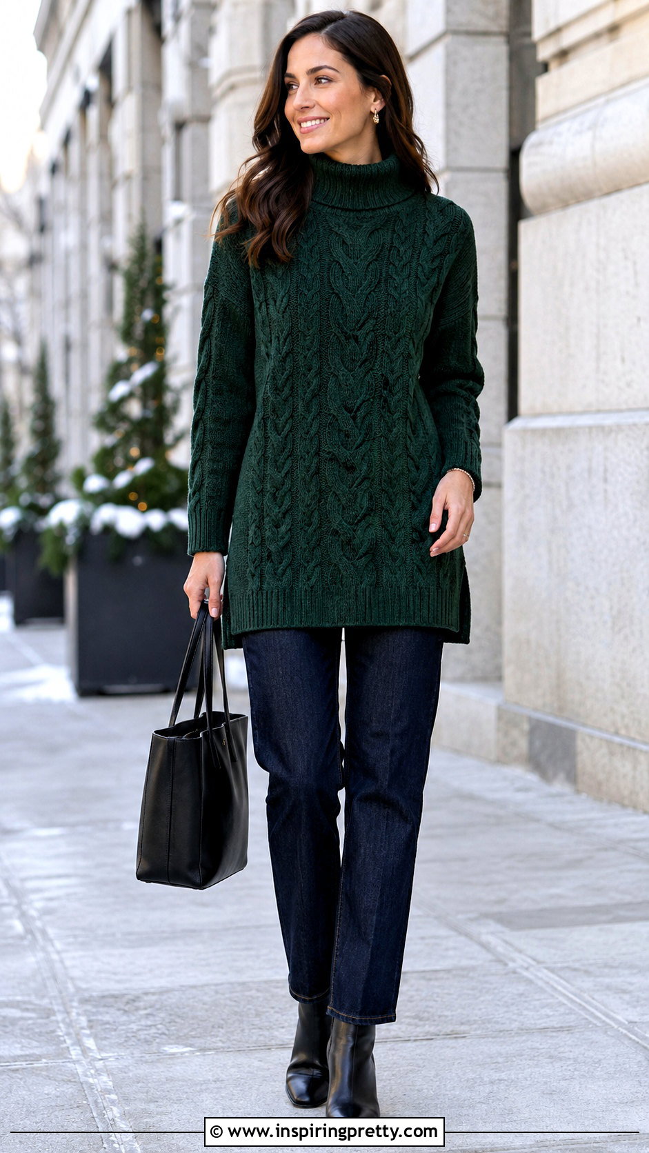 Turtleneck Tunic Top With Straight Jeans - 50 tunic tops with jeans
