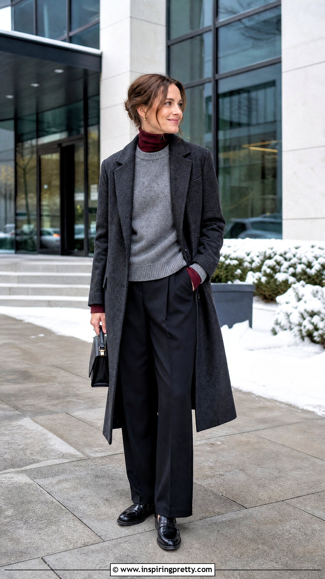 Turtleneck Under A Crewneck Sweater - 50 winter tops for women