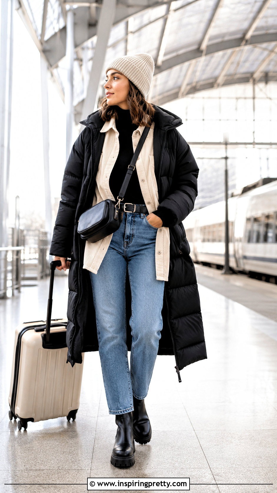 Turtleneck Under An Oversized Shirt - 50 cute winter tops outfit ideas