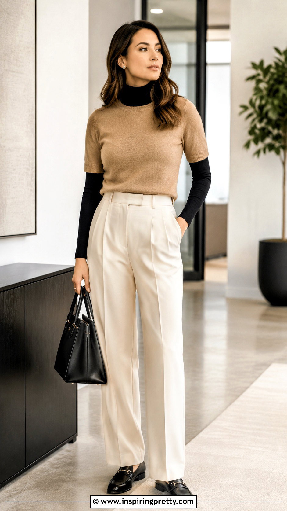 Turtleneck Under Short Sleeve Sweater Outfit - 20 layered look tops outfit ideas