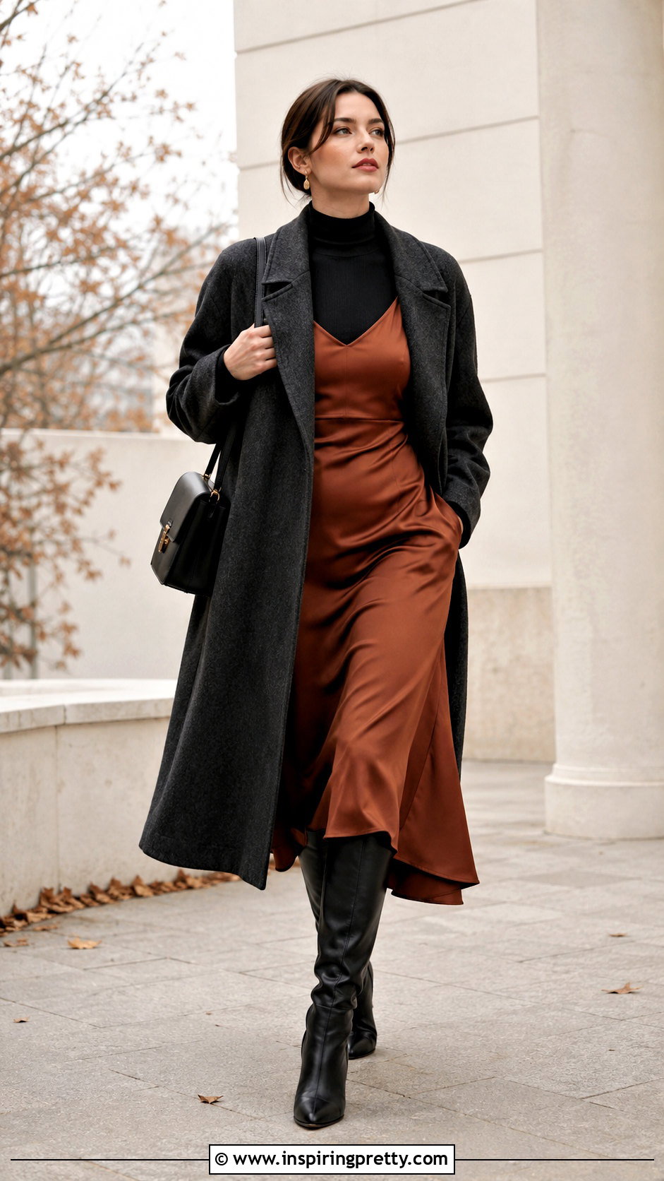 Turtleneck Under Slip Dress Layering Outfit - 50 top layering ideas