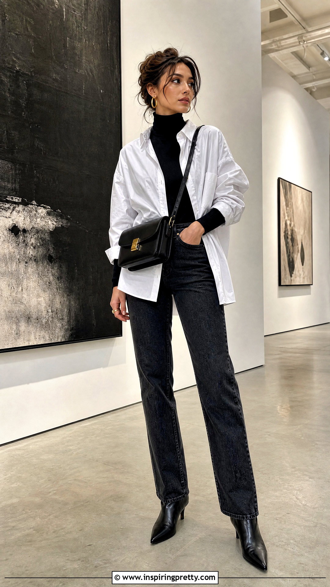 Turtleneck Under White Button Down Outfit - 50 layered tops outfits