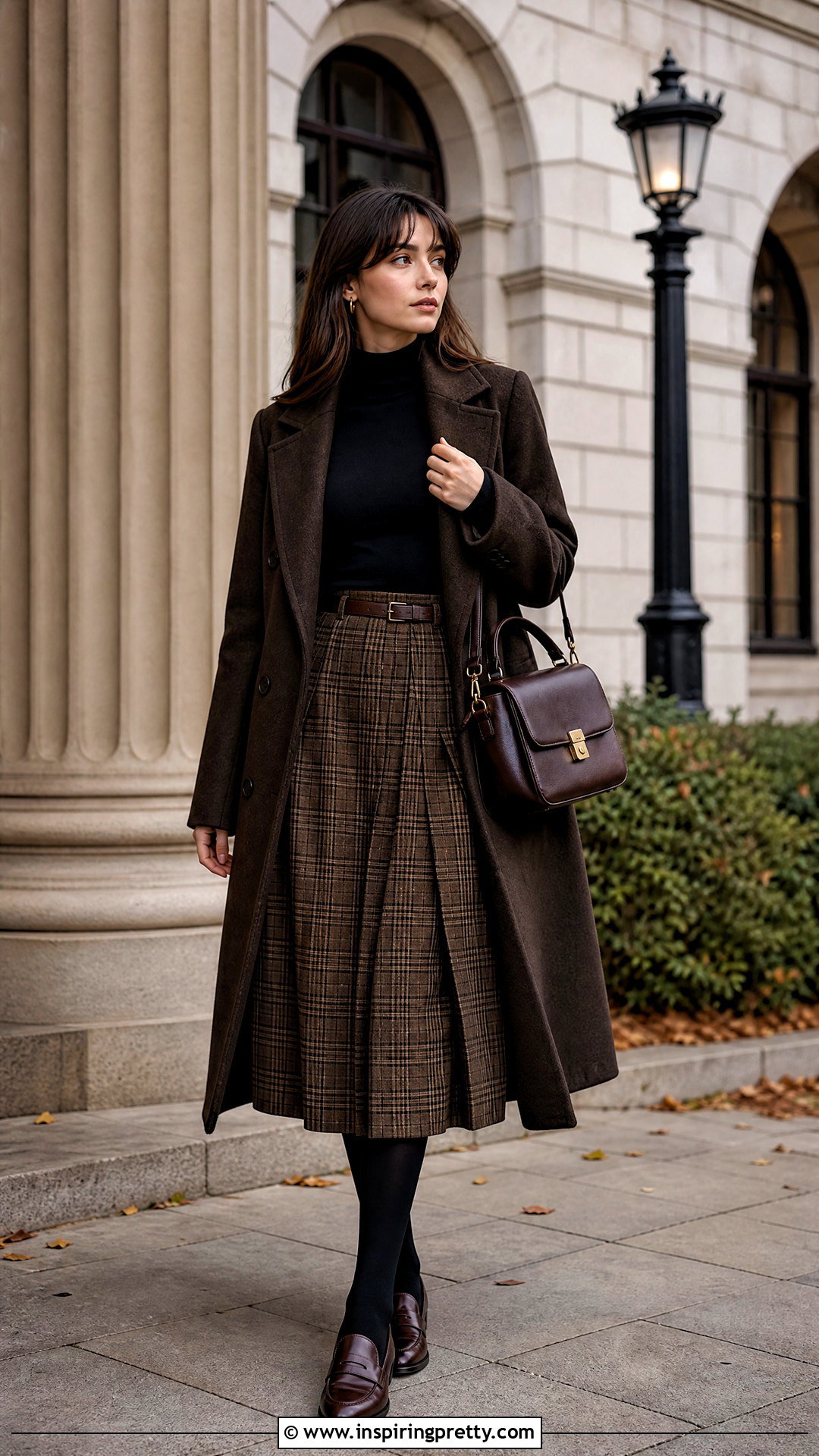 Turtleneck With Plaid Skirt Outfit - 50 aesthetic tops outfit ideas
