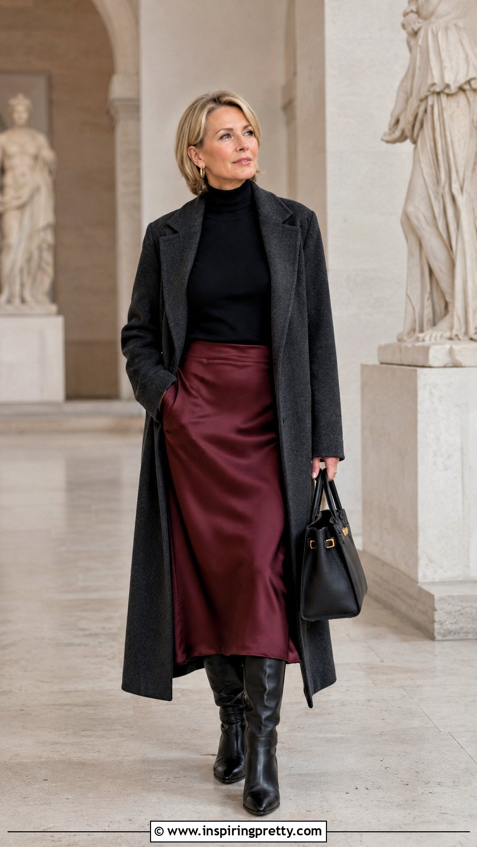 Turtleneck With Slip Skirt And Knee High Boots - 20 top to wear with slip skirts