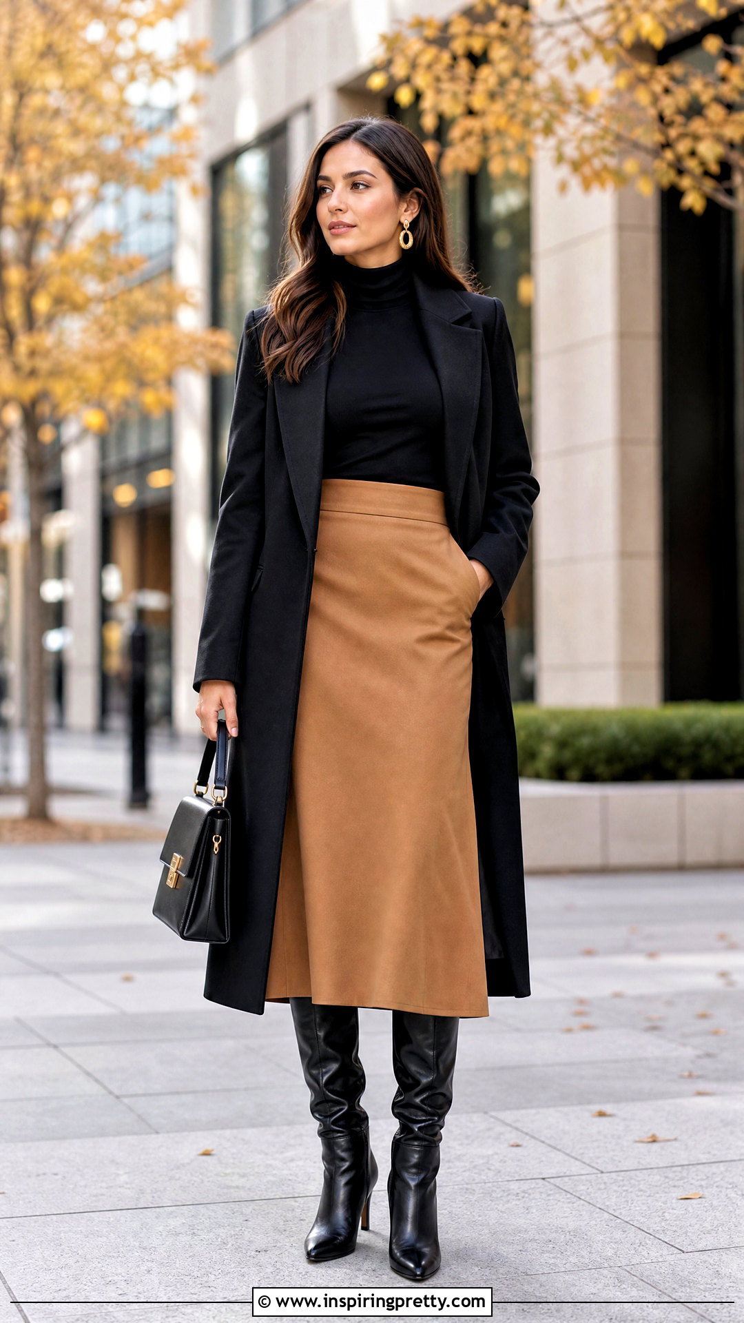 Turtleneck and Midi Skirt Outfit - 50 top styles for ladies